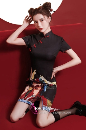 Sườn Xám Thượng Hải Nền Đen Cool Xu Hướng 2023