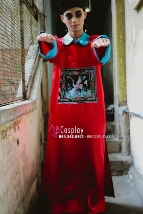 Đồ Ma Cương Thi Màu Đỏ - Vải Phi Bóng Hoạ Tiết In