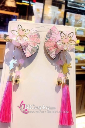 Cặp Kẹp Hoa Quạt Hồng