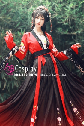 Hán Phục Thêu Hoa Hồng Quốc Bảo