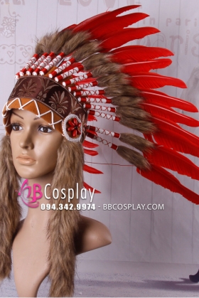 Nón Thổ Dân Cao Cấp Lông Đỏ