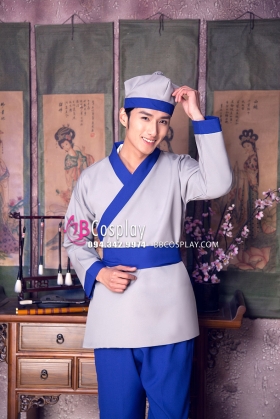 Trang Phục Tiểu Nhị Màu Xám Viền Xanh