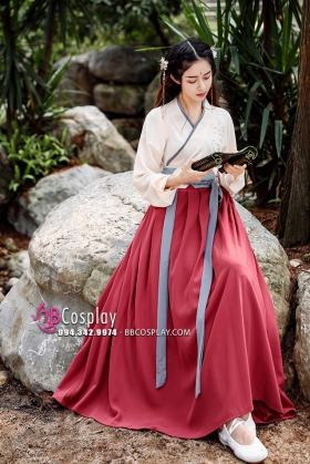 Hán Phục Ngạo Hàn Tố Đan - Áo Kem Váy Đỏ