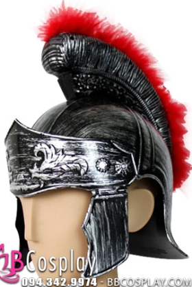 Mũ Chiến Binh La Mã Bạc Có Lông Đỏ