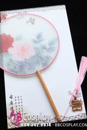 Quạt Cổ Trang Hoa Mẫu Đơn