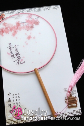 Quạt Cổ Trung Hoa Cán Ngắn Hoa Đào