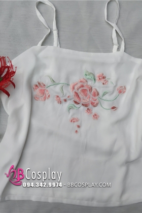 Áo Yếm Trắng Thếu Hoa Hồng