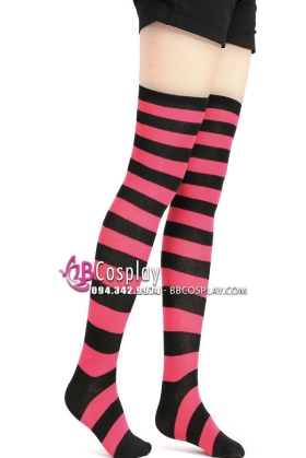 Vớ Sọc Đen Hồng Lolita