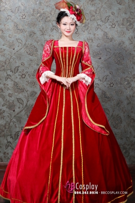 Đầm Đỏ Kiểu Châu Âu Thế Kỷ 19