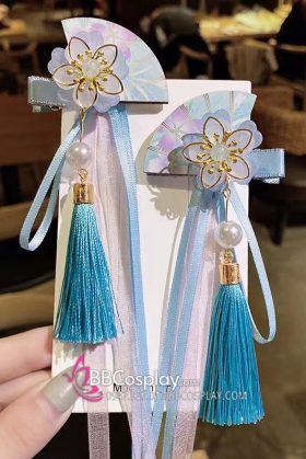 Cặp Kẹp Hoa Quạt Xanh