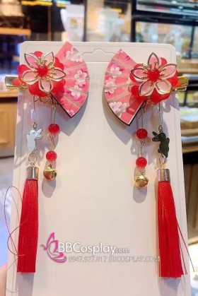 Kẹp Tóc Hoa Quạt Đỏ