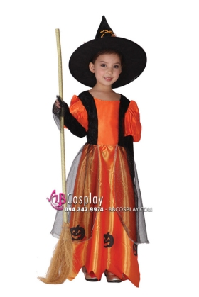 Trang Phục Phù Thủy Halloween Trẻ Em