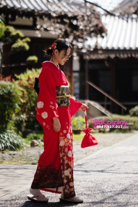 Yukata Chuẩn Nhật Đỏ (Kimono Mùa Hè Rực Rỡ)