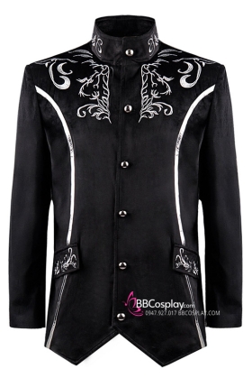 Vest Công Tước Đen Nhung Thêu Họa Tiết