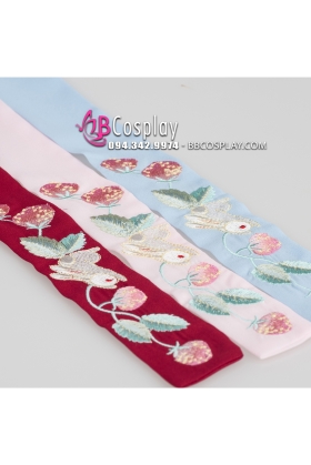 Dây Cột Tóc Cổ Trang Trái Dâu Và Thỏ - Màu Đỏ