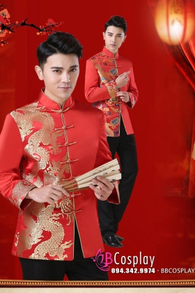 Áo Khỏa Nam Đỏ Thêu Phụng