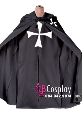 Đồ Pháp Sư Đen Chữ Thập Trắng Có Choàng
