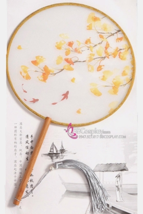 Quạt Tròn Cổ Trang Quạt Mỹ Nhân Lá Phong