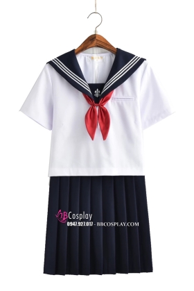 Nữ Sinh Áo Trắng Váy Xanh Cổ Thêu