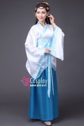 Cổ Trang Nhà Tần Áo Trắng Váy Xanh