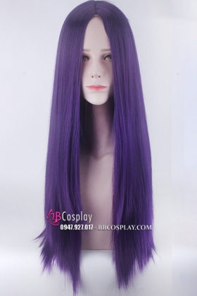 Tóc Giả Tím Đậm 2 Mái 80Cm