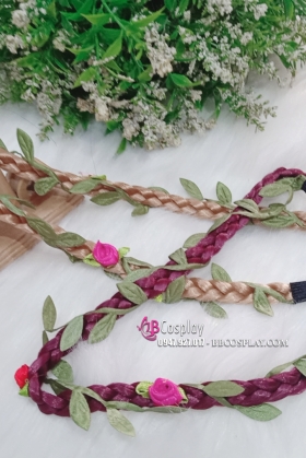 Băng Đô Thun Cài Tóc Có Dây Lá Hoa Hồng Nhí