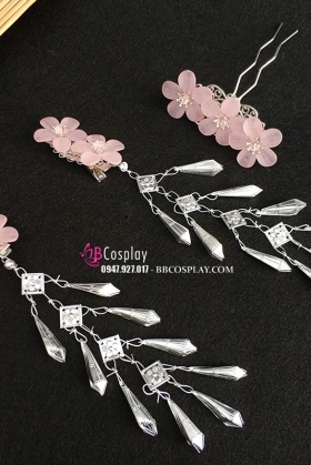 Set Trâm Cài Hoa Hồng Nhụy Hồng