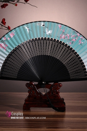Quạt Xếp Nhật Hạc Xanh