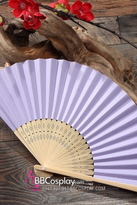 Quạt Giấy Xếp Màu Tím Trơn