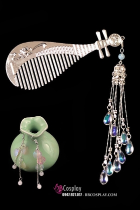 Bộ Trâm Cài Tỳ Bà Và Hoa Tai