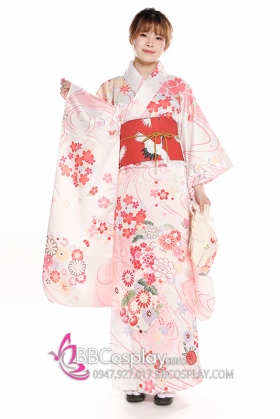 Kimono Nhật Bản Hoa Anh Đào Pastel