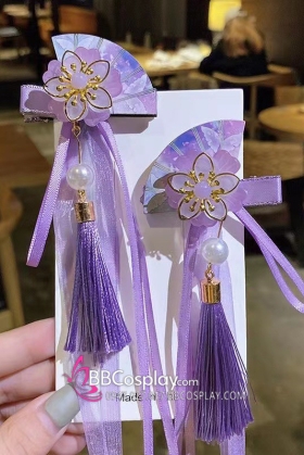 Kẹp Tóc Hoa Quạt Tím