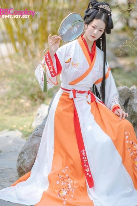 Trang Phục Chị Hằng Tone Trắng Phối Cam