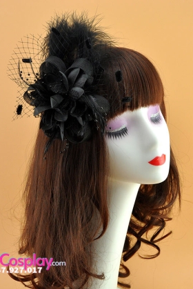 Nón Cocktail Cổ Điển Dạng Lông Vũ - Màu Đen