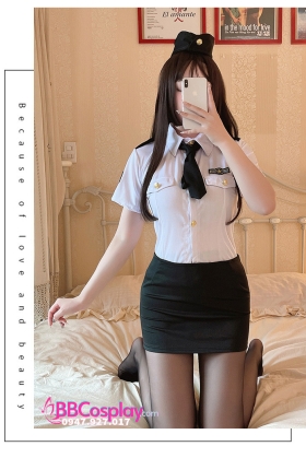 Đồ Nữ Cảnh Sát Áo Trắng Váy Đen