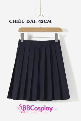 Chân Váy Xếp Ly Nữ Sinh 42Cm Xanh Đen - Eo 72