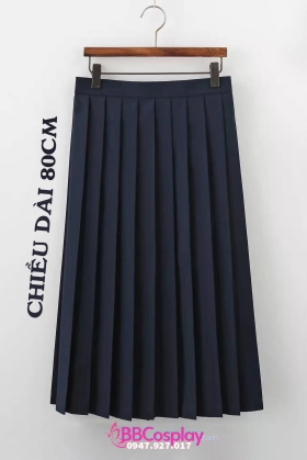 Chân Váy Xếp Ly Nữ Sinh 80Cm - Màu Xanh Đen