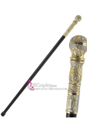Gậy Quý Tộc Đầu Tròn Vàng Trắng Khắc Hoa Văn Đơn Giản
