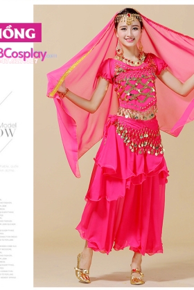 Trang Phục Ấn Độ Màu Hồng Tay Ngắn