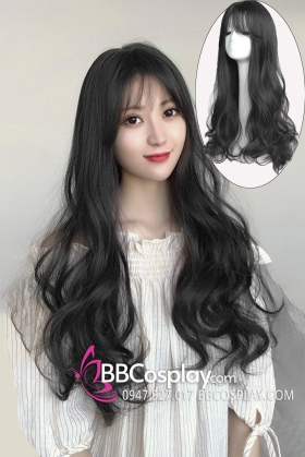 Tóc Xoăn Dài Màu Đen Tự Nhiên