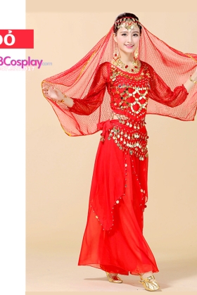Trang Phục Cô Dâu Ấn Độ Đỏ Tay Dài Váy Nhọn