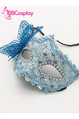 Mặt Nạ Nửa Mặt Ren Cài Bướm - Màu Xanh Dương