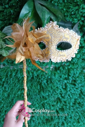 Mặt Nạ Cầm Tay - Vàng Cài Hoa Sang Trọng