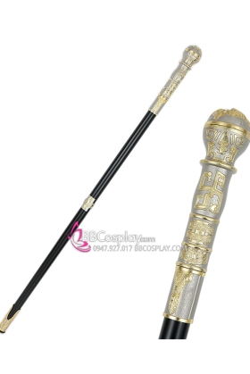 Gậy Quý Tộc Đầu Tròn Khắc Hoa Văn Đơn Giản - Vàng Crom