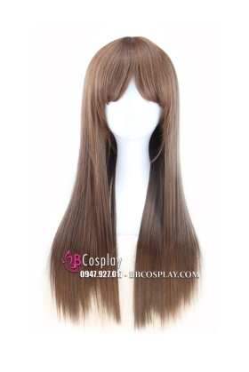 Tóc Giả Nâu Cà Phê Mái Ngang Dài 80Cm