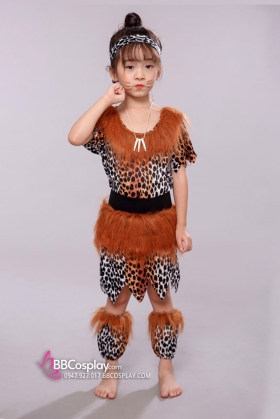 Đồ Thổ Dân Da Beo Cho Bé Gái Viền Lông