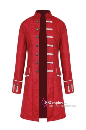 Vest Nam Châu Âu Napoleon Màu Đỏ Tươi Vest Thuyền Trưởng Hook