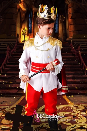 Trang Phục Hoàng Tử Anh Quốc Cho Bé - Áo Trắng Choàng Đỏ