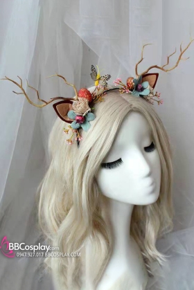 Cài Tóc Nhánh Cây Noel Hoa Và Bướm Có Tai Nhỏ