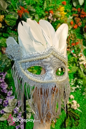 Mặt Nạ Lông Vũ Phượng Hoàng - Màu Trắng